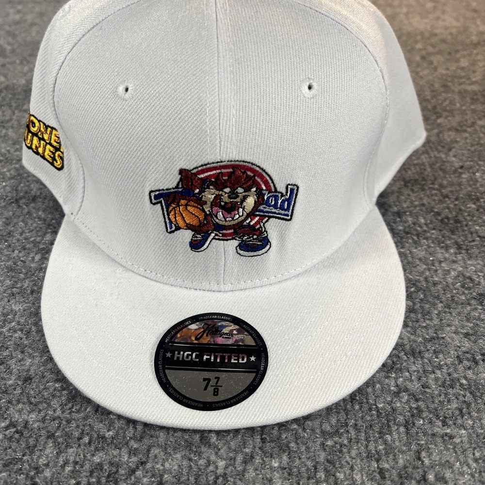 NWT Headgear Classics Space Jam Tune Squad Taz Fitted Hat White - Size 7 7/8